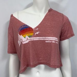 Off the shoulder graphic tee